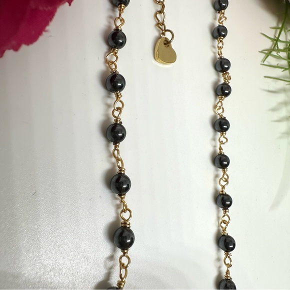 NEW⚜️Hematite Gemstone Beaded Hand Linked Necklace - Picture 3 of 5